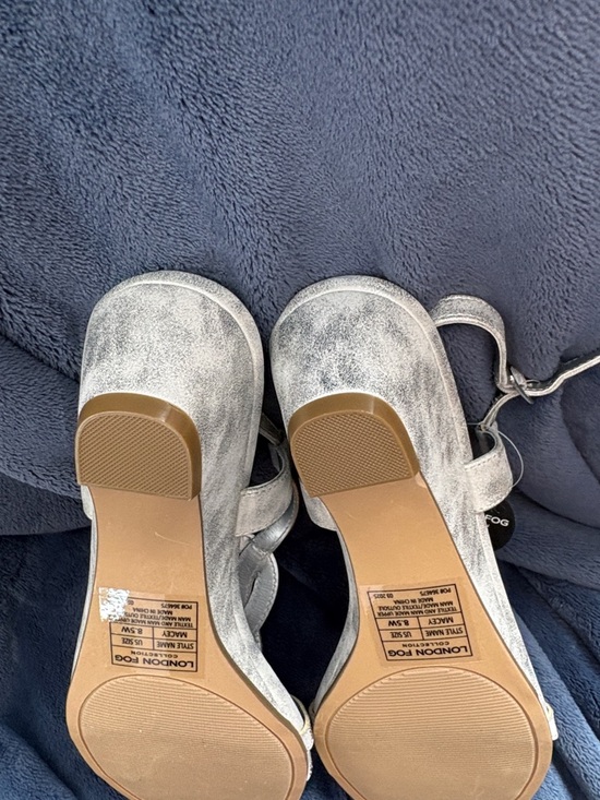 London Fog Silver Rhinestone Slingback Sandals - Picture 5 of 6